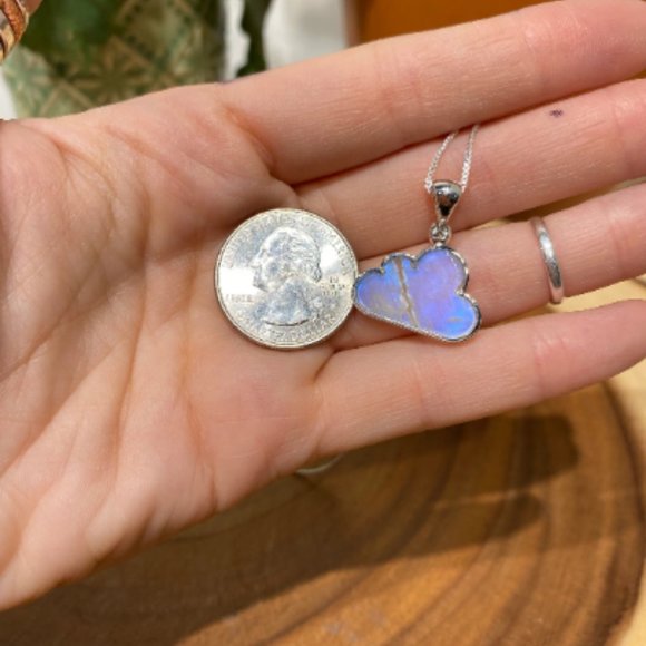 Moonstone Cloud Pendant, Kids Jewelry, Dainty Necklace, Flashy Stone, Healing - Picture 4 of 4
